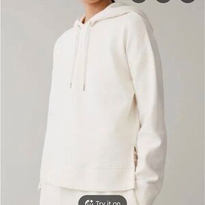 COS Cream waffle knit cotton Hooded Pullover